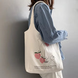 Orange Fruit Printed Canvas Tote Bag for College Students
