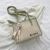 Straw-Weaved Bag Women Casual Contrast Commuter Bag One Shoulder Woven Bag