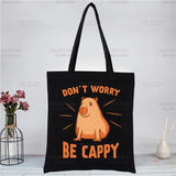 Funny Capybara Eco Canvas Shoulder Bag Shopping Tote HandBag
