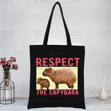 Funny Capybara Eco Canvas Shoulder Bag Shopping Tote HandBag