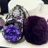 Cartoon Flower Key Bag Hand Flash Diamond Key Holder Purse