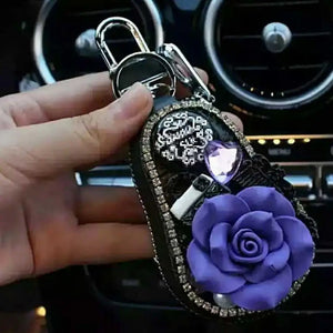 Cartoon Flower Key Bag Hand Flash Diamond Key Holder Purse