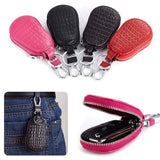 Car Key Bag PU Leather Keychain Holder Zipper Pouch Purse