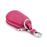Car Key Bag PU Leather Keychain Holder Zipper Pouch Purse