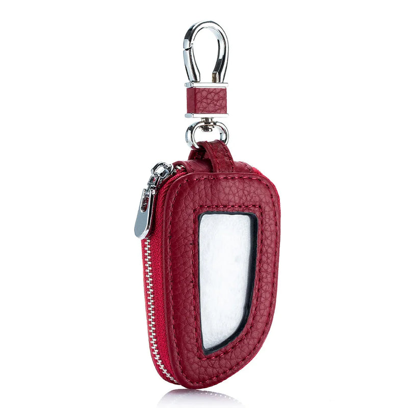 Universal Leather Car Key Bag - Transparent Key Chain