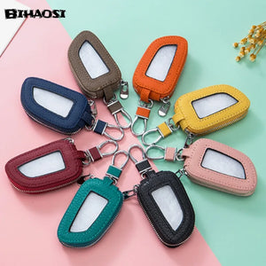 Universal Leather Car Key Bag - Transparent Key Chain
