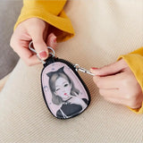 Oval Car Key Case Mini Storage Bag Unisex Key Bag Men Women