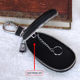 Leather Car Key Case Keychain Zipper Pouch Snake Pattern Key Holder