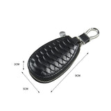Leather Car Key Case Keychain Zipper Pouch Snake Pattern Key Holder
