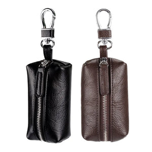 Car Key Case PU Leather Key Holder Zipper Bag Keychain Pouch Organizer