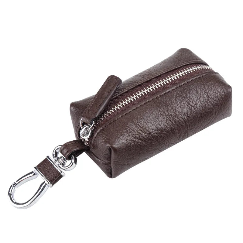 Car Key Case PU Leather Key Holder Zipper Bag Keychain Pouch Organizer