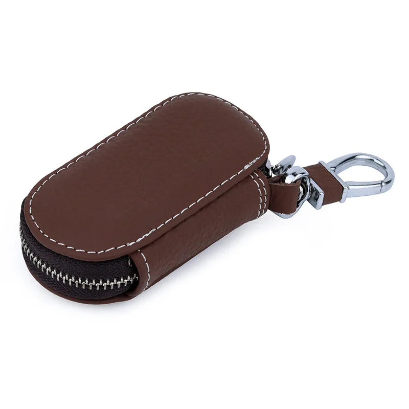 Leather Car Key Case Top Layer Cowhide Key Pouch Holder