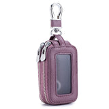 Leather Car Key Holder Double Zipper Square Home Key Case