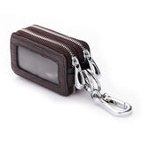 Leather Car Key Case Double Zipper Key Wallets Keys Organizer Keychain Bag