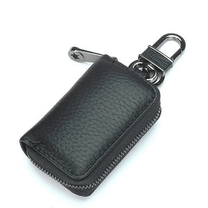 Leather Car Key Organizer for Women Zipper Key Case Bag Pouch