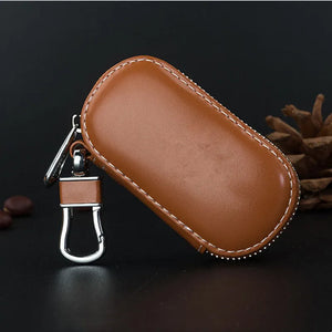 Leather Car Key Pouch Holder Wallet Chain Organizer