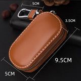 Leather Car Key Pouch Holder Wallet Chain Organizer