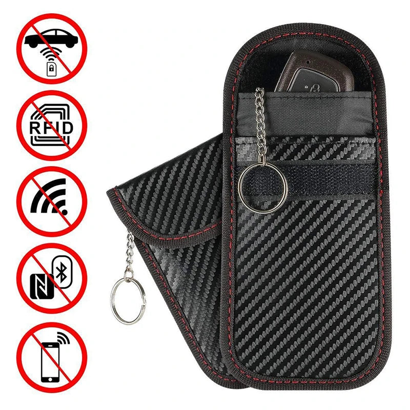 Carbon Fibre Car Key Signal Blocker Case RFID Blocking Pouch