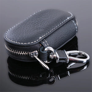 Leather Car Key Wallet Holder Zipper Bag Men/Women Unisex Pouch