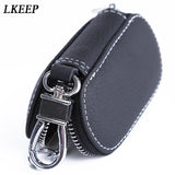 Leather Car Key Wallet Holder Zipper Bag Men/Women Unisex Pouch