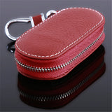 Leather Car Key Wallet Holder Zipper Bag Men/Women Unisex Pouch