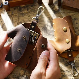 KeyChain Organizer Pouch Crazy Horse Cowhide Key Holder