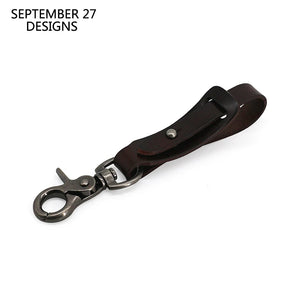 Leather Car Keychain for Men Vintage Key Ring Holder