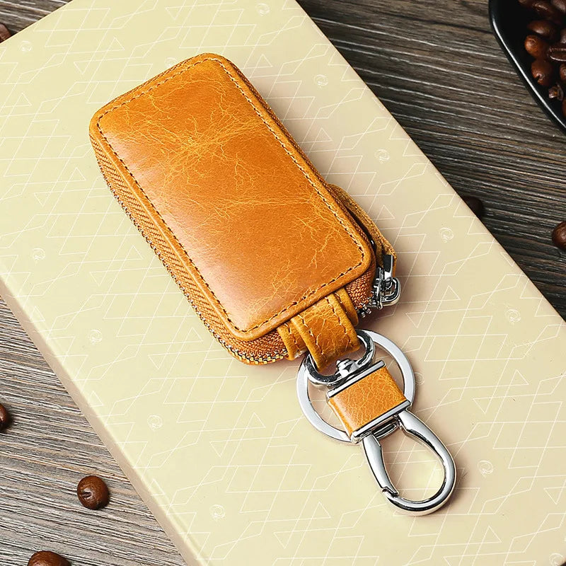 Leather Retro Waist Hanging Men's First Layer Cowhide Car Key Bag