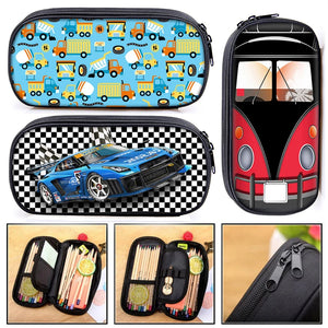Car Truck Print Cosmetic Case Pencil Bag Kids Stationary School Supplies Gift
