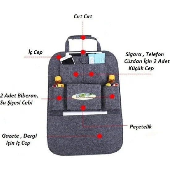 Car Seat Back Felt Organizer Protective Pocket Bag Cover