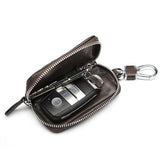 Woven Leather Key Pouch Keychain Zipper Wallet