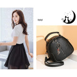 Caramel Crossbody Bag Small Round Messenger Bag Leather Handbag Female