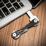 Carbon Fiber Key Holder Organizer Metal Key Ring Wallets