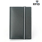 RFID Passport Cover with Carbon Fiber Microfiber and Leather