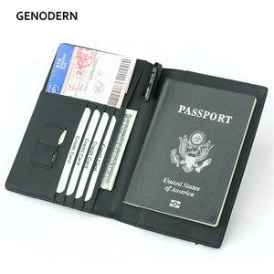 RFID Passport Cover with Carbon Fiber Microfiber and Leather