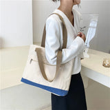 Large Capacity Tote Bag Women Canvas Zipper Shoulder Harajuku Handbag