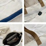 Large Capacity Tote Bag Women Canvas Zipper Shoulder Harajuku Handbag