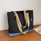 Large Capacity Tote Bag Women Canvas Zipper Shoulder Harajuku Handbag