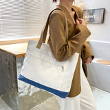 Large Capacity Tote Bag Women Canvas Zipper Shoulder Harajuku Handbag