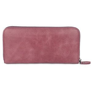 Cowhide Leather Women Zipper Purse Long Oil Wax Leather Vintage Women Wallets