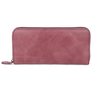 Cowhide Leather Women Zipper Purse Long Oil Wax Leather Vintage Women Wallets