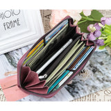 Cowhide Leather Women Zipper Purse Long Oil Wax Leather Vintage Women Wallets