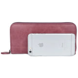 Cowhide Leather Women Zipper Purse Long Oil Wax Leather Vintage Women Wallets