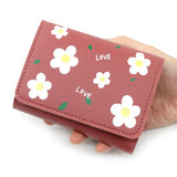 Flower Women Short Leather Wallet Zipper Purses Lady Purse