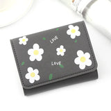 Flower Women Short Leather Wallet Zipper Purses Lady Purse