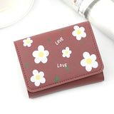 Flower Women Short Leather Wallet Zipper Purses Lady Purse
