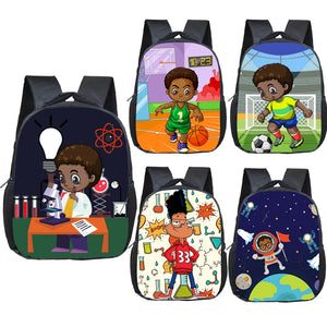 Cartoon Afro Science Boys School Bag