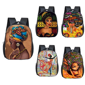 African Girl Print Backpack for Kids School Bags