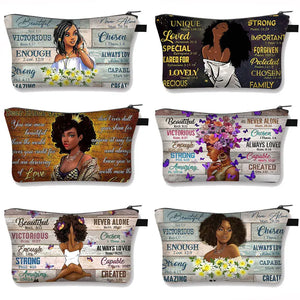 Afro Girls Pattern Cosmetic Bag - God Says You Are