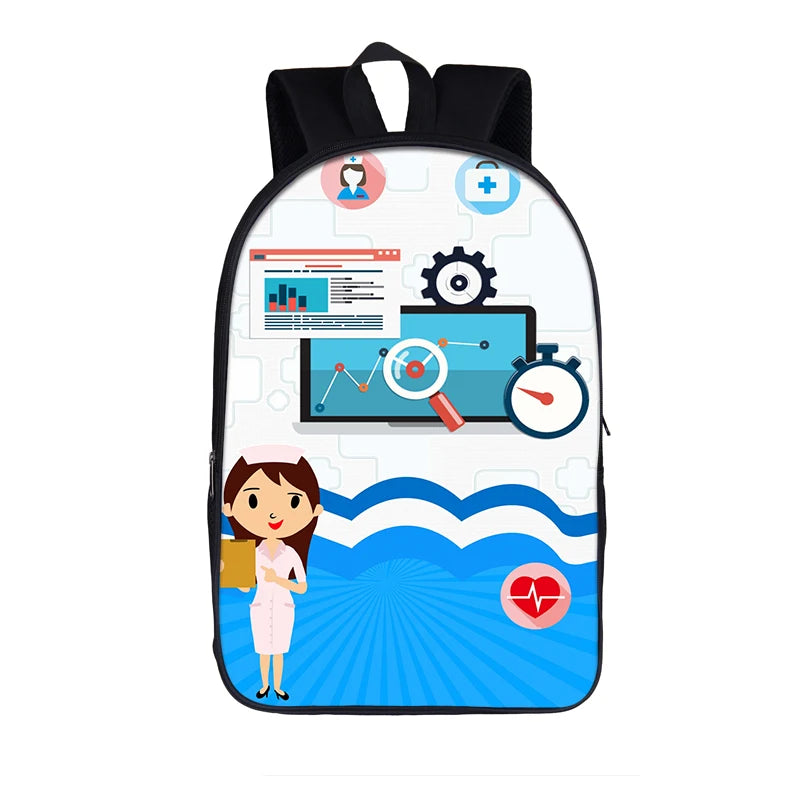 Cartoon Angel Nurse Doctor Backpack for Teenager Girls - School Bag